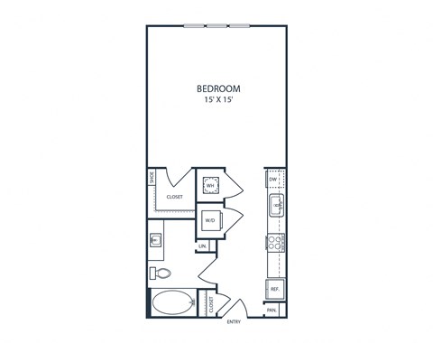 Floor plan for studio, 1 bath, 531 sqft